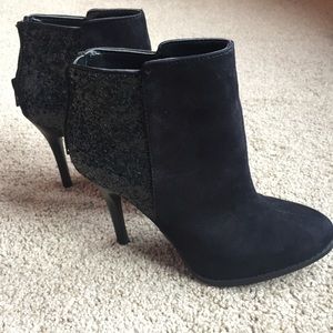 Black Suede and Glitter booties